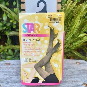NWT Star Power by SPANX Shaping Tights Black Diamond Pattern Nouvean Size A